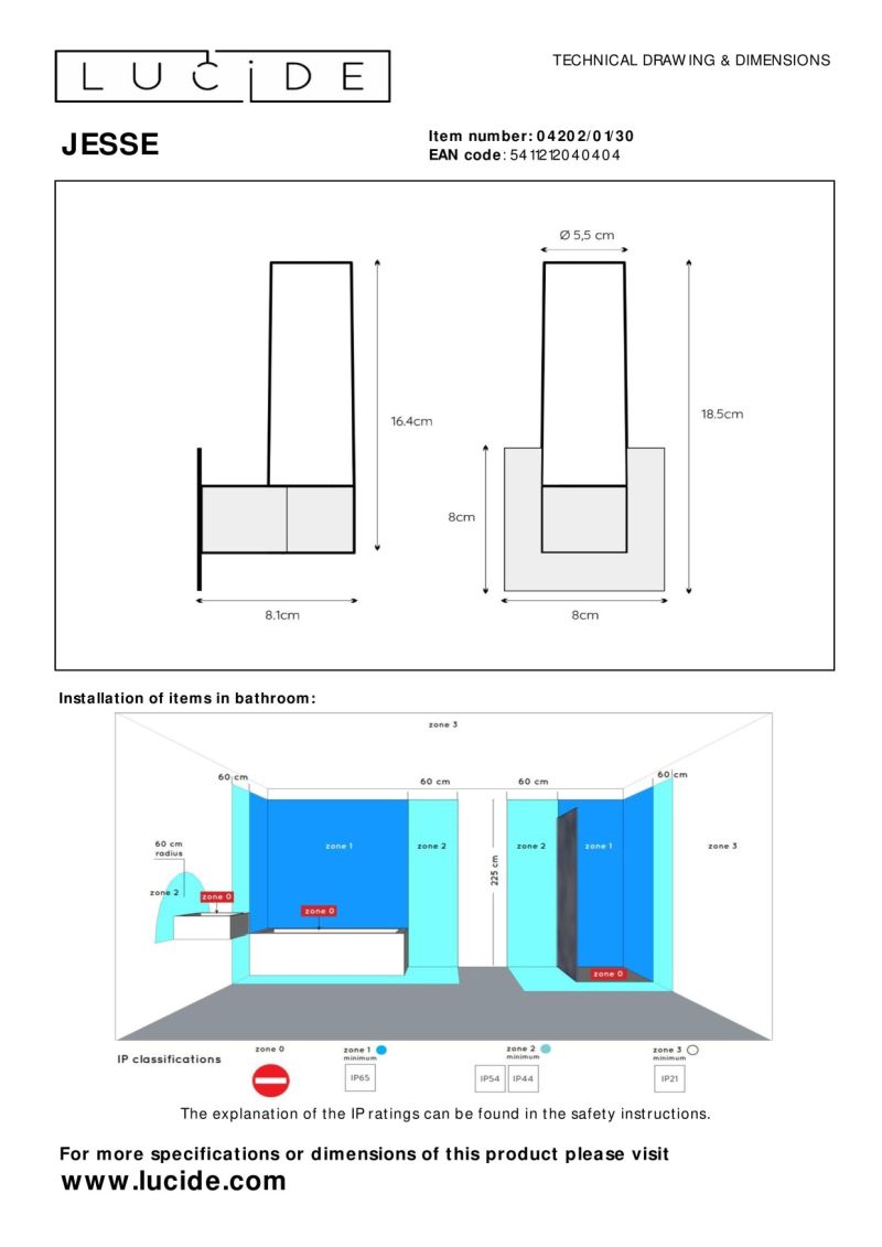 Lucide JESSE - Nástenné svietidlo Kúpeľňové - 1xG9 - IP44 - Čierne